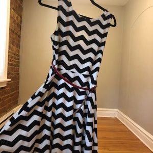 Medium Chevron Swing Dress with Belt